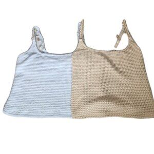 Set Of 2 Wild Fable Tank Top Women's Med Smocked Shell Strap Beaded Adjustable